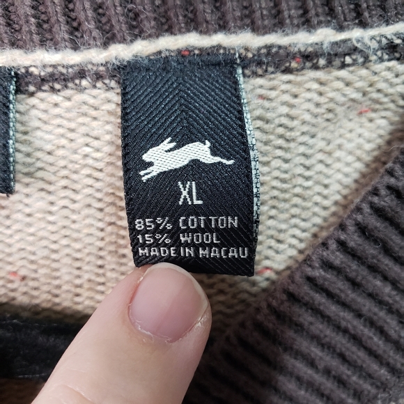 A. Tiziano Men's V-Neck Cotton/Wool Sweater Tan - Picture 4 of 6